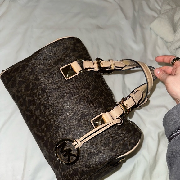 Michael Kors Grayson Monogram Satchel Brown Leather - Picture 2 of 13